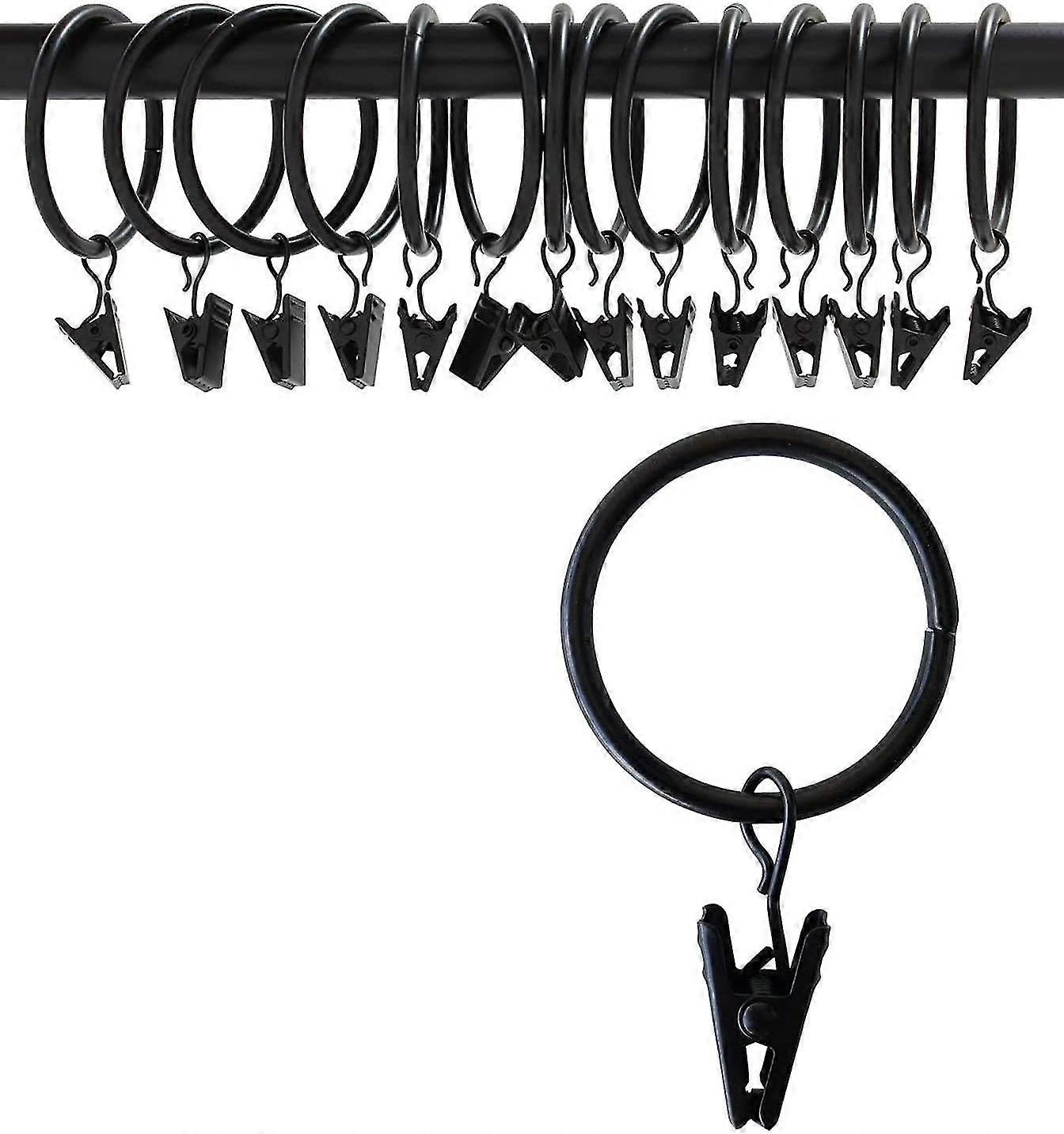 Drapery Curtain Clips With Rings 50mm, Set Of 16 - Rustproof Matte Stainless