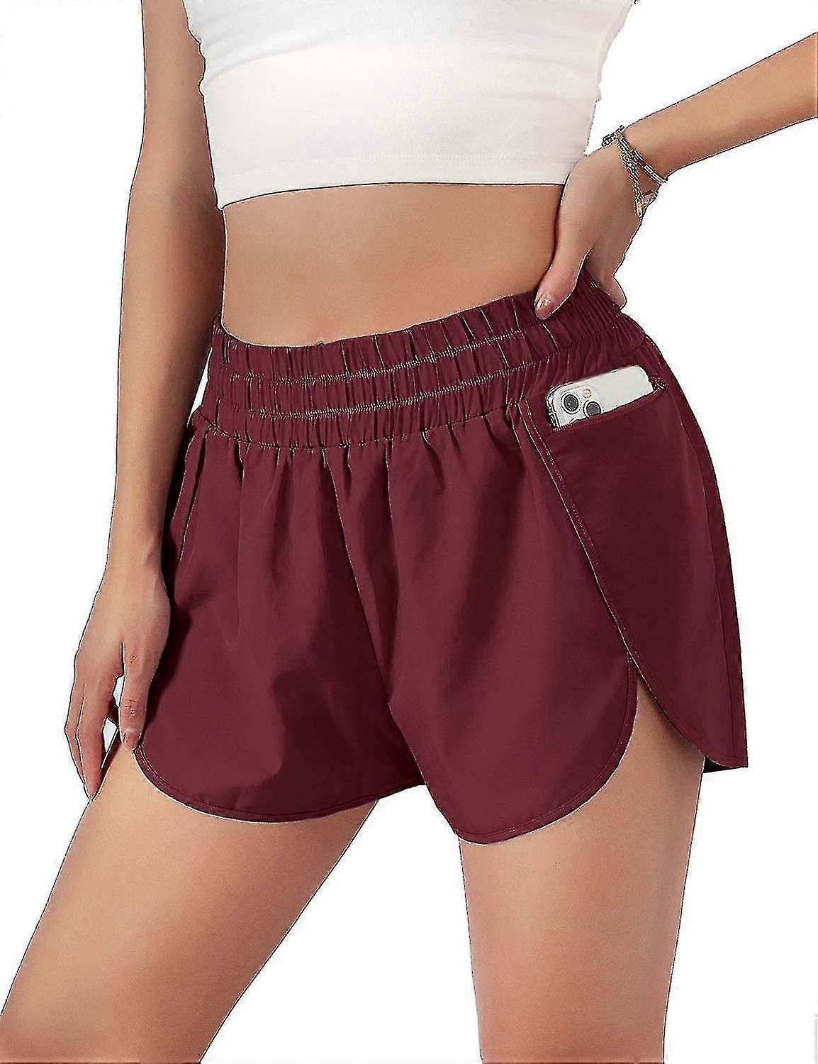 Womens Quick-dry Running Shorts Sport Layer Elastic Waist
