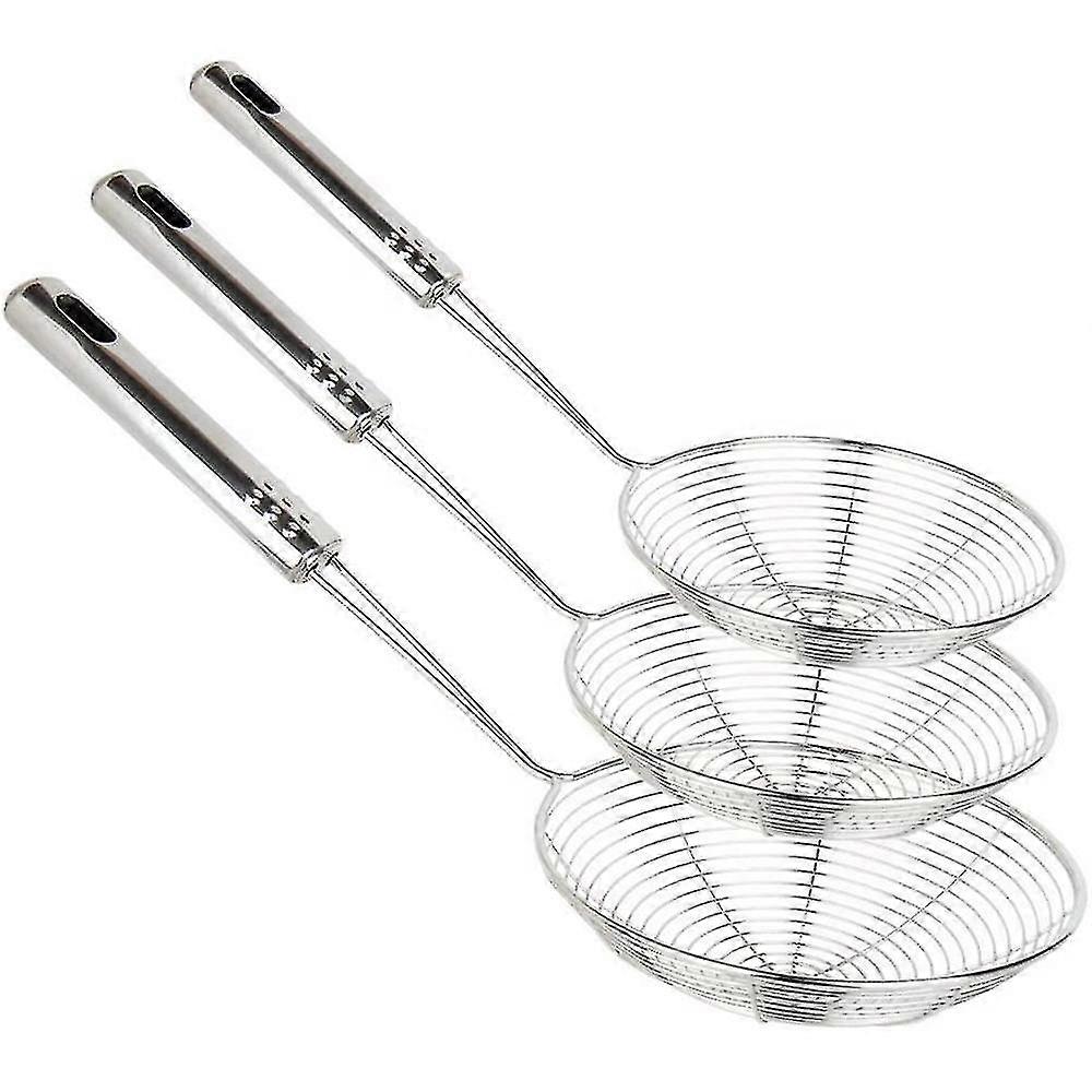 3 Pcs Strainer Skimmer Ladle Stainless Stee, Ergonomic Handle