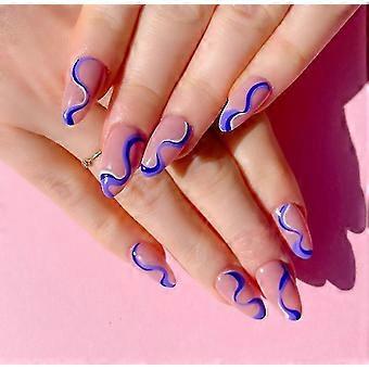 Pressione as unhas de comprimento médio, acrílico falso unhas cola em unhas médias, unhas falsas com cola para mulheres e meninas