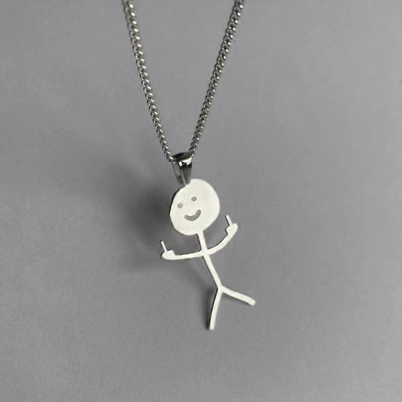 Funny Doodle Necklace Silver