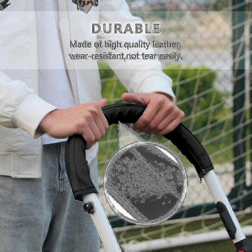Baby Stroller Armrest Handle Sleeve Cover Universal Handle Cover Artificial Leather Black/brown