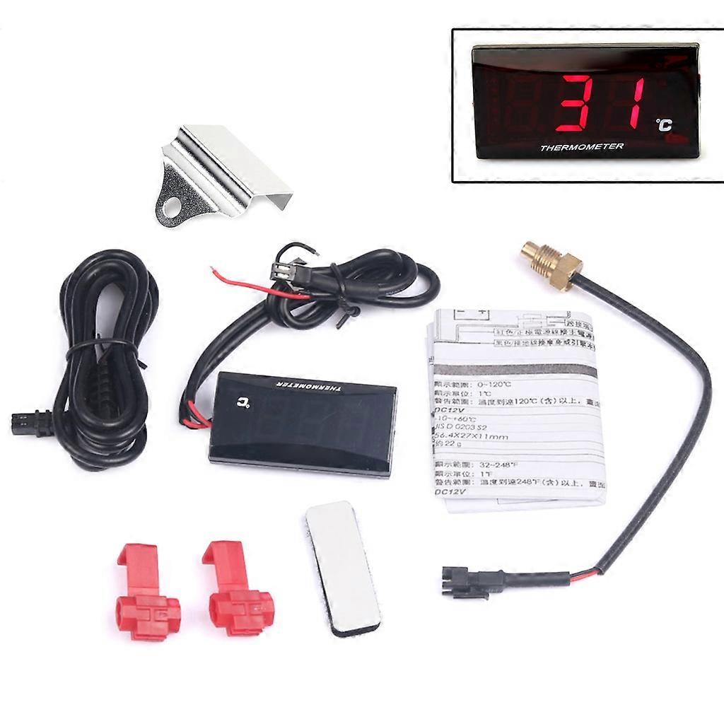 12V Motorcycle Digital Water Temp Gauge Thermometer 0~120C Digital Display