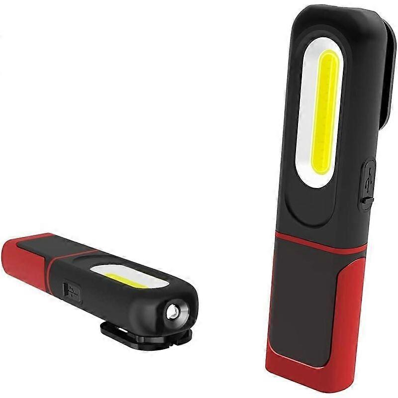 Rechargeable LED Work Light, 2 in 1 360 Degree Rotating Inspection Light and 3W COB LED Torch with Magnetic Base and Hook