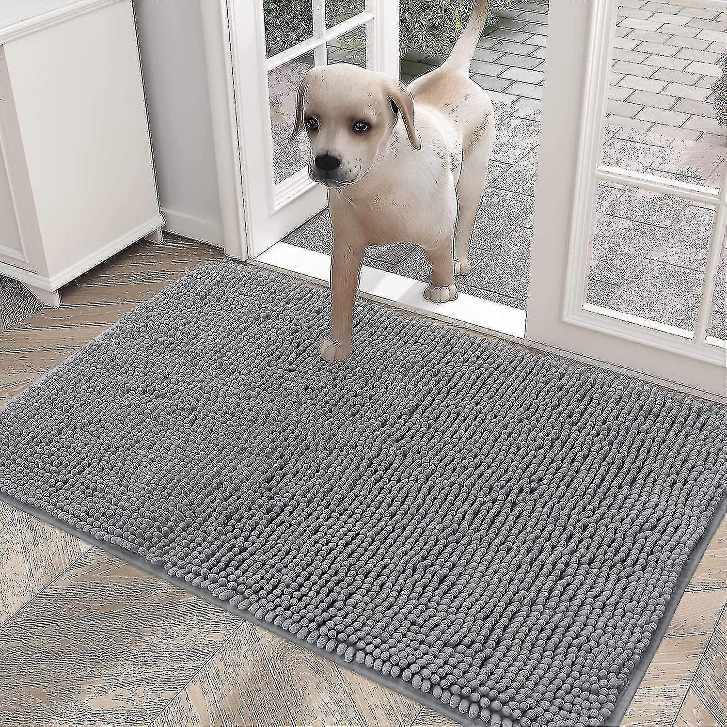 Tapis de porte pour chien pour pattes boueuses, absorbe l’humidité et la saleté, tapis absorbant et lavable antidérapant, microfibre à séchage rapide, boue
