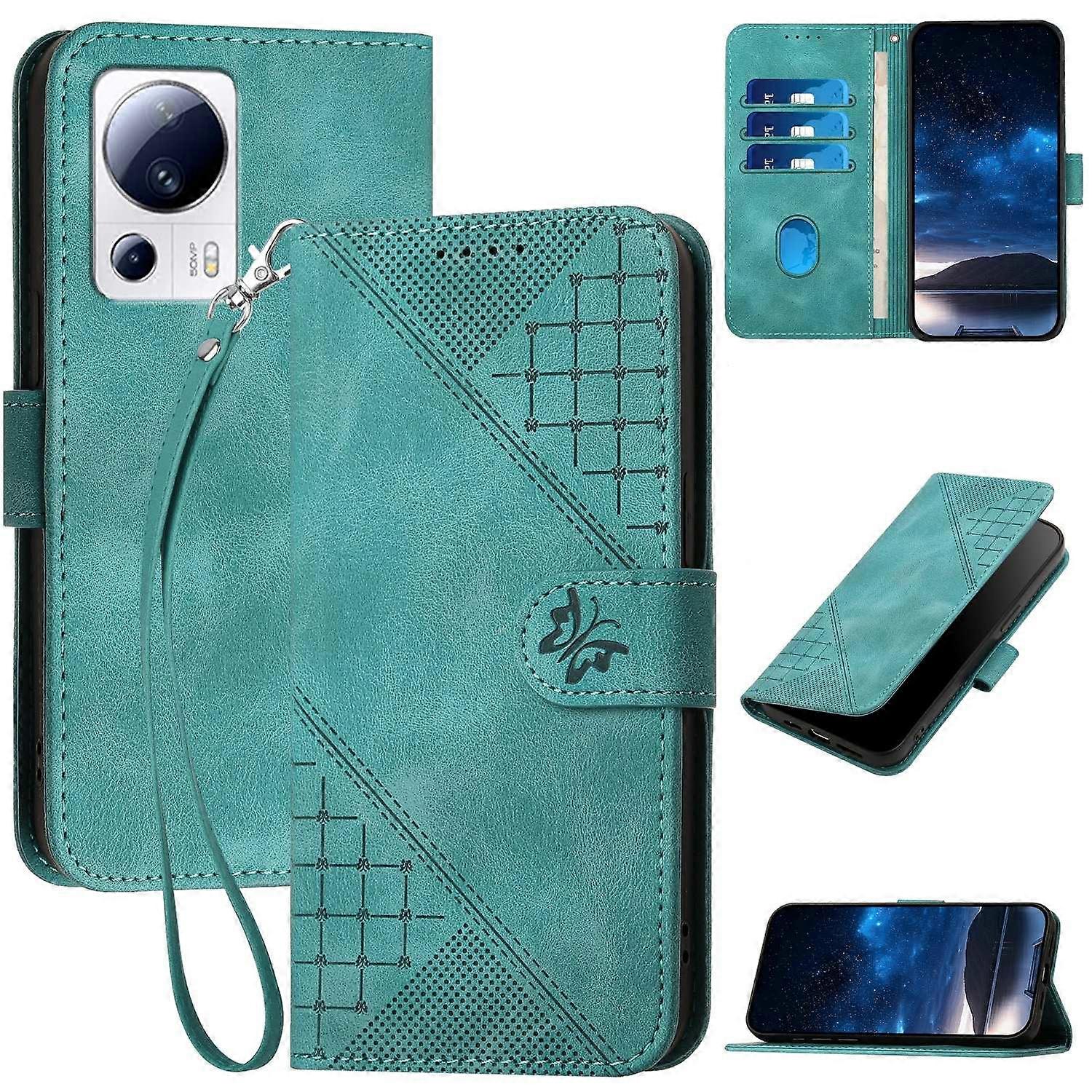 YX0080 Grid Butterfly PU Case For Xiaomi Civi 2