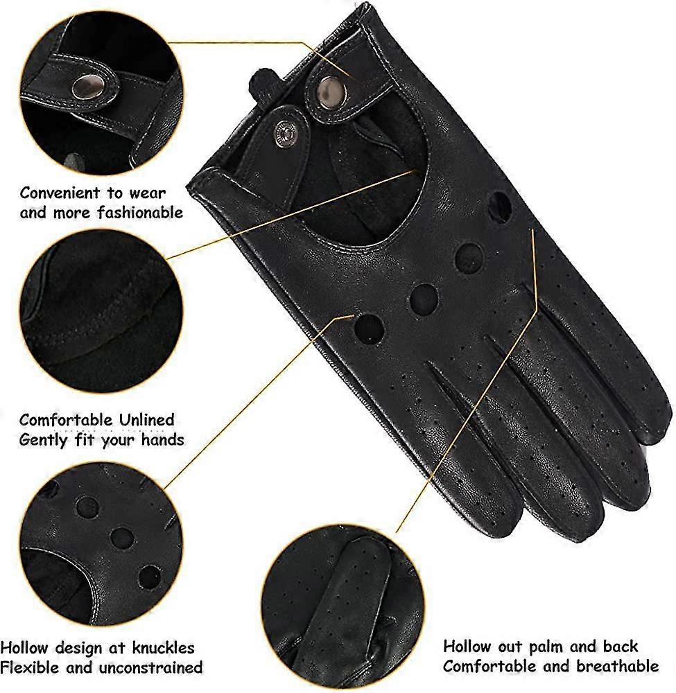 Mens Touchscreen Unlined Leather Driving Gloves
