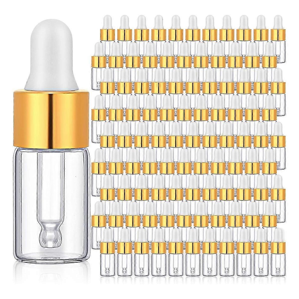 100 db üveg cseppentő palack Mini illóolaj cseppentő palackok Üres mintafiolák kupakkal Apró tárolóedények 3 ml