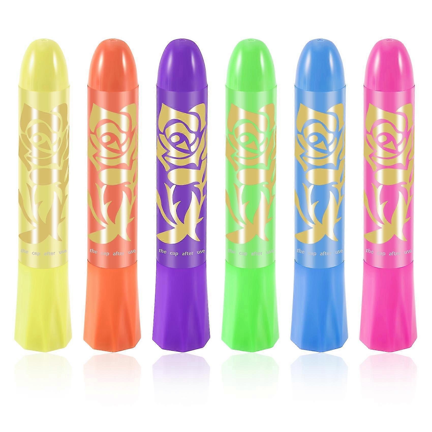 6er-Pack Glow in the Dark Gesicht Körperfarbe Glow Sticks Marker Make-up Gesichtsbemalung Kits, für Hallowee