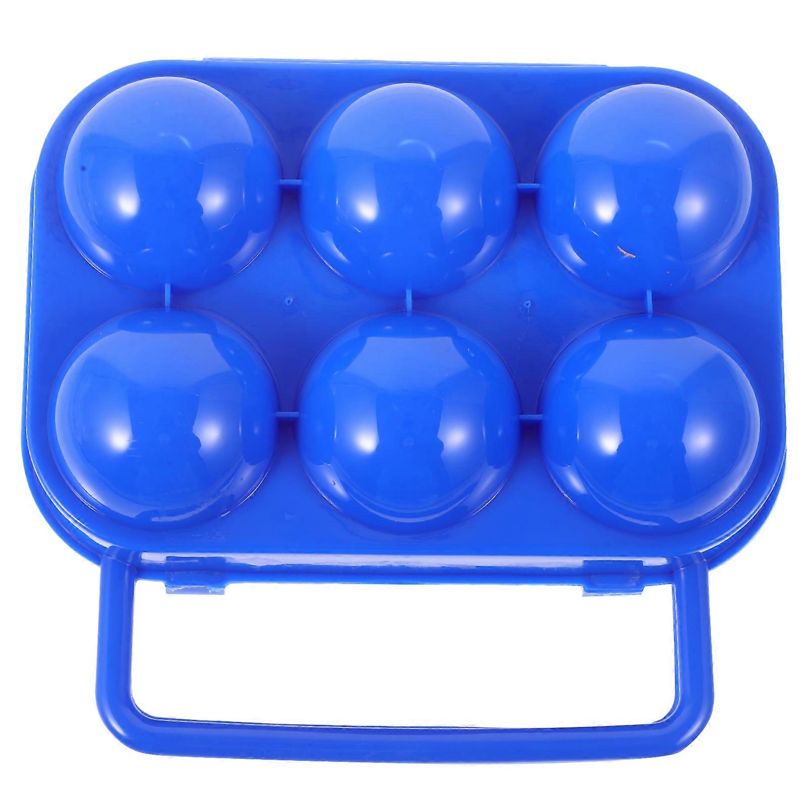 Portable Folding Handle Egg Carrier Holder Storage Box 6 Eggs Cases Container For Kitchen Outdoor (Blue)