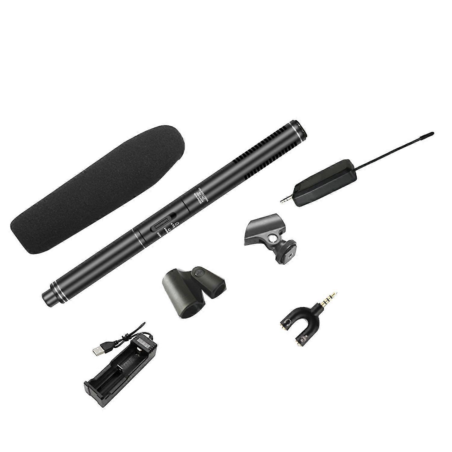 Profesjonalny bezprzewodowy mikrofon pojemnościowy Nagrywanie wywiadów Vlog Mikrofon na żywo Super-kardioidalny do lustrzanki cyfrowej 3,5 mm