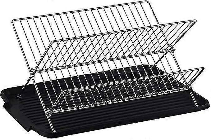 Foldable Cutlery Drying Rack Stainless Steel 2-tier Shelf