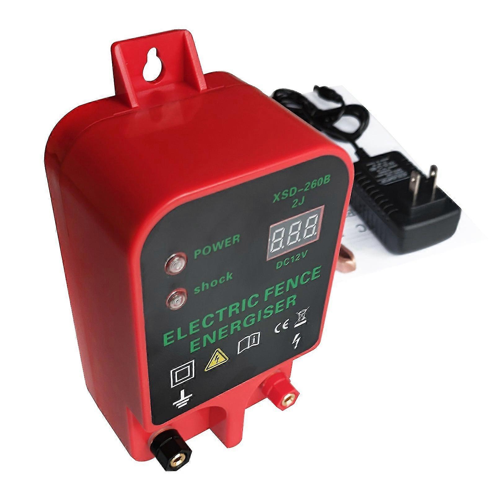 10km Electric Fence Energizer Livestock High Voltage Pulse Controller High-Decibel Alarm Waterproof Lcd Voltage Display