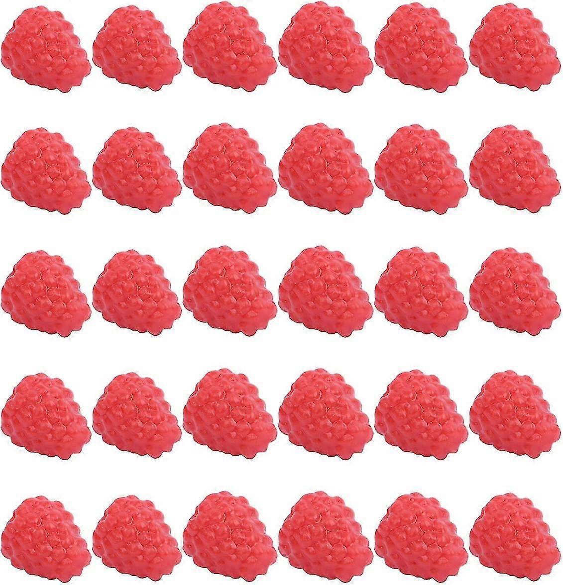 30pcs Artificial Fake Raspberry Model, 0.95inchx1inch Each, Simulated Fruit Sample Photography Activities Project Props-red