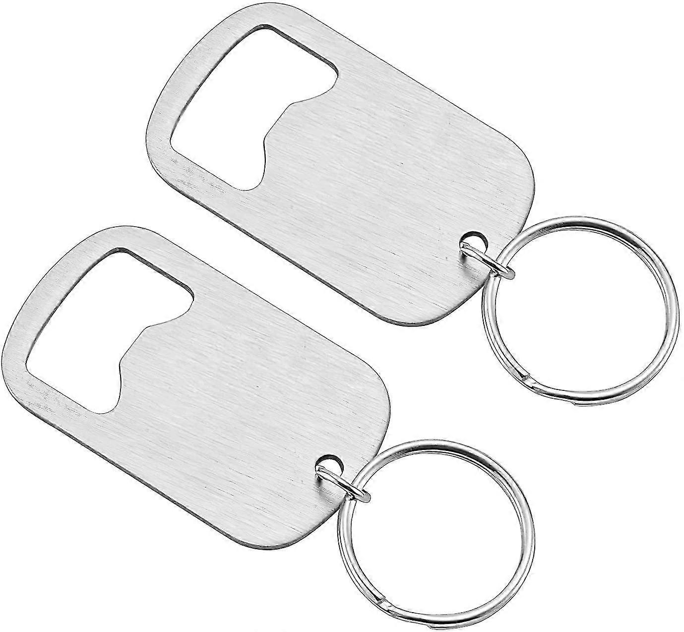 Stainless Steel Flat Beer Opener, Can Do As Keychain, Portable (2 Piecessilver)