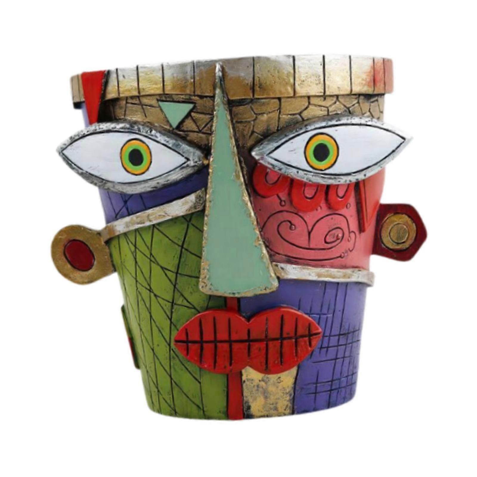 Abstract Face Plant Pot Indoor Outdoor Cute Windowsill Resin Statue Ornament