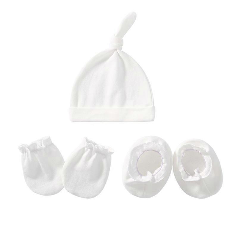 Newborn Cotton Hat Newborn Baby Cap, Bear Ears and Elastic Bow Tie Baby White