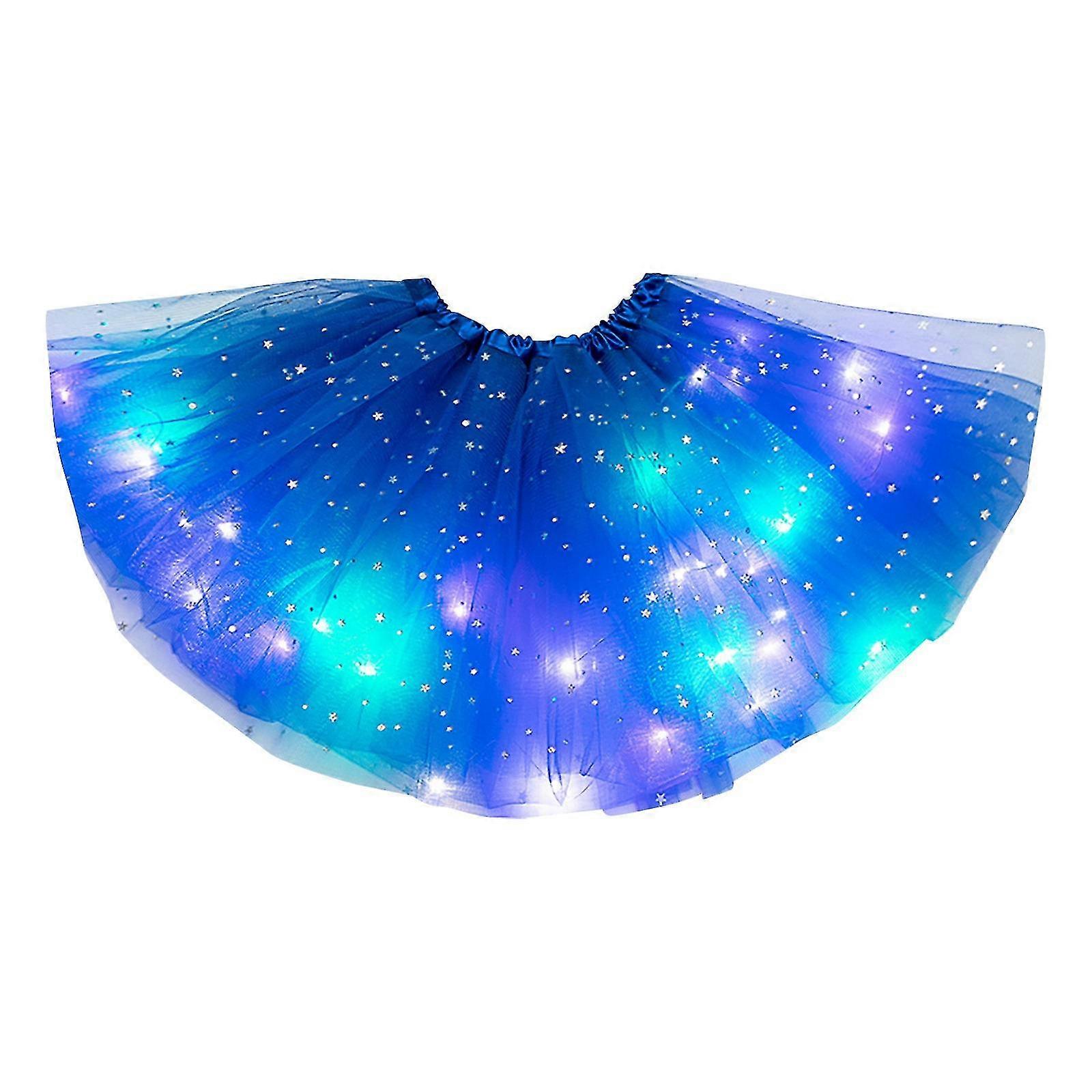 Women's Led Lights 3 Layer Of Stars Mesh Puffy Skirt Ballerina Skirtes