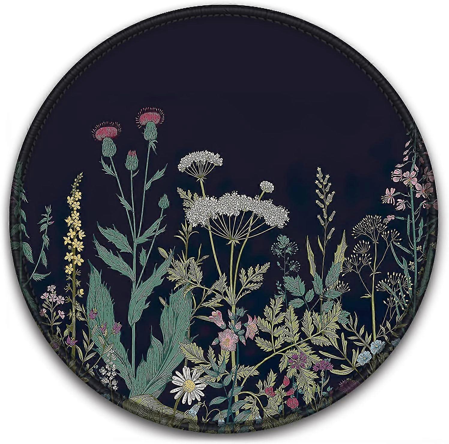 Mouse Pad, Round Floral Mouse Mat, Cute Mouse Pad With Design, Non-slip Base Mousepad With Stitched Edge, Waterproof Office Mouse Pads, 7.9" X 7.9"