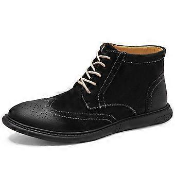 Mens Ankle Boots Winter New Lace Up Flat Casual Sports Leather Shoes Plus Size