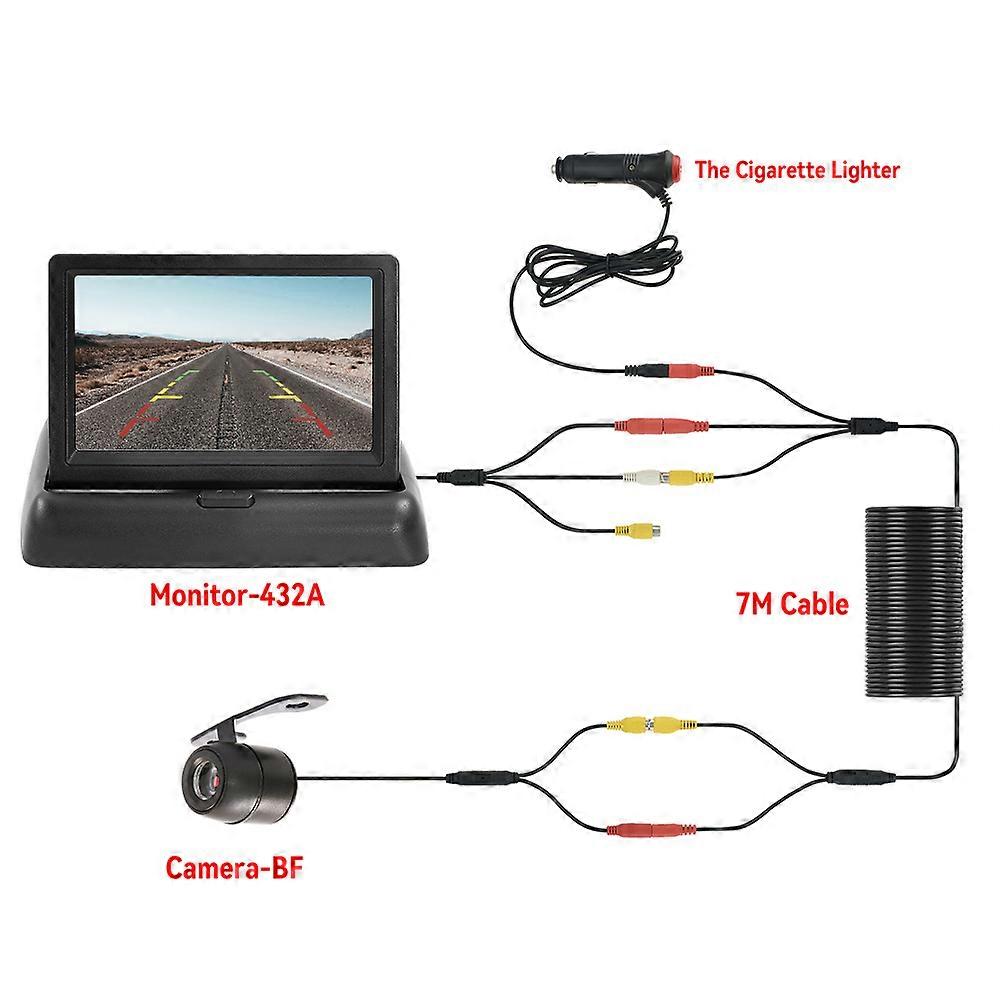 4.3 TFT LCD HD Screen Folding Car Monitor with Rear View Camera LED Backup for Vehicle Parking Easy Installation