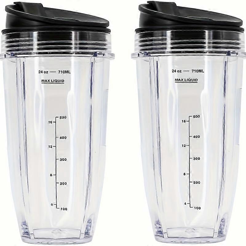 2pcs, Blender Replacement Cups For Nutri Ninja Auto-iQ 900W/1000W Series Modes And Duo Blenders Blade (2, 24Ounce)