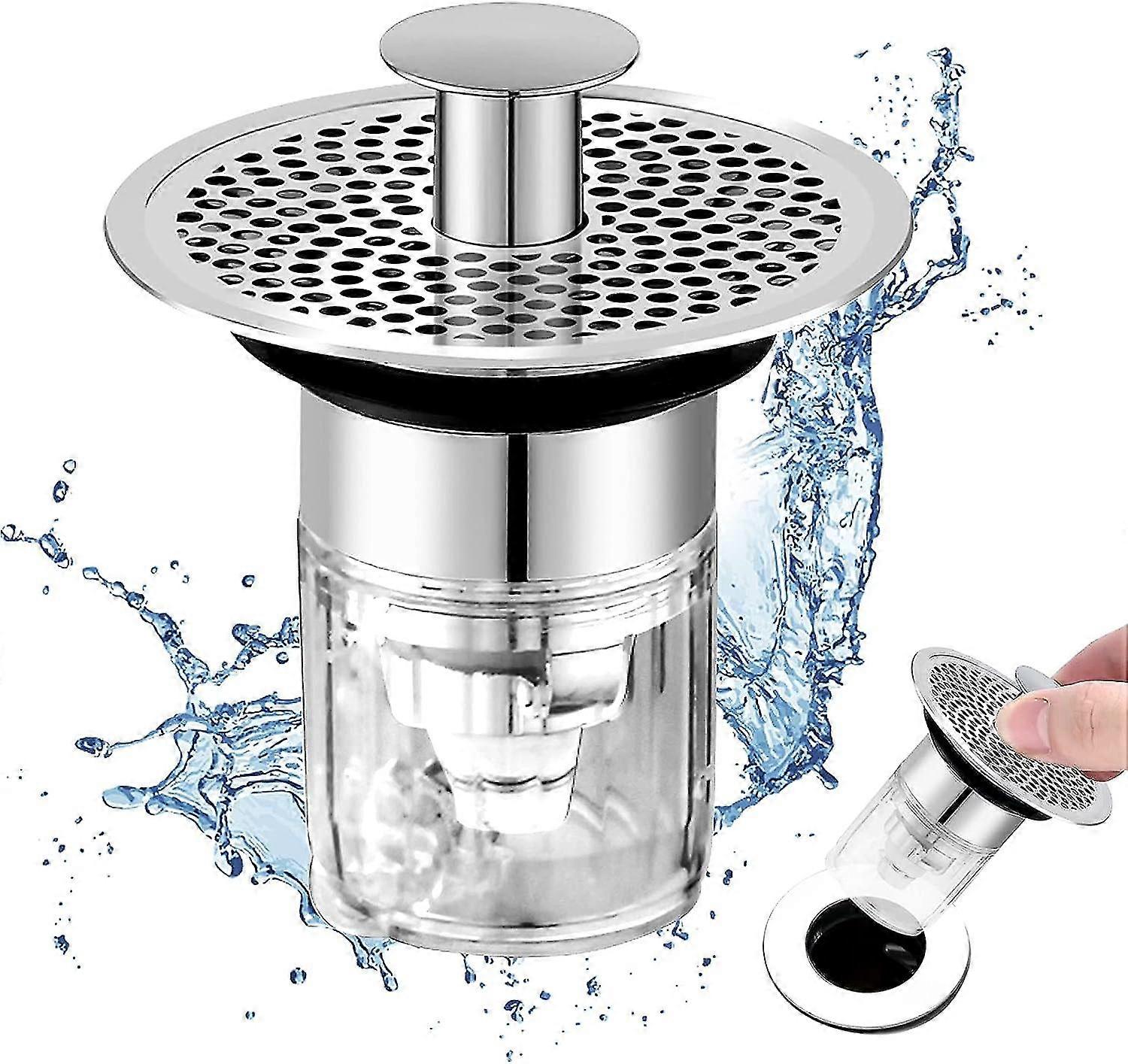 1 Piece Universal Sink Stopper, Retractable Sink Stopper, Sink Stopper With Anti-clog Filter, Universal Sink Stopper With Magnetic Water Valve 34-38mm