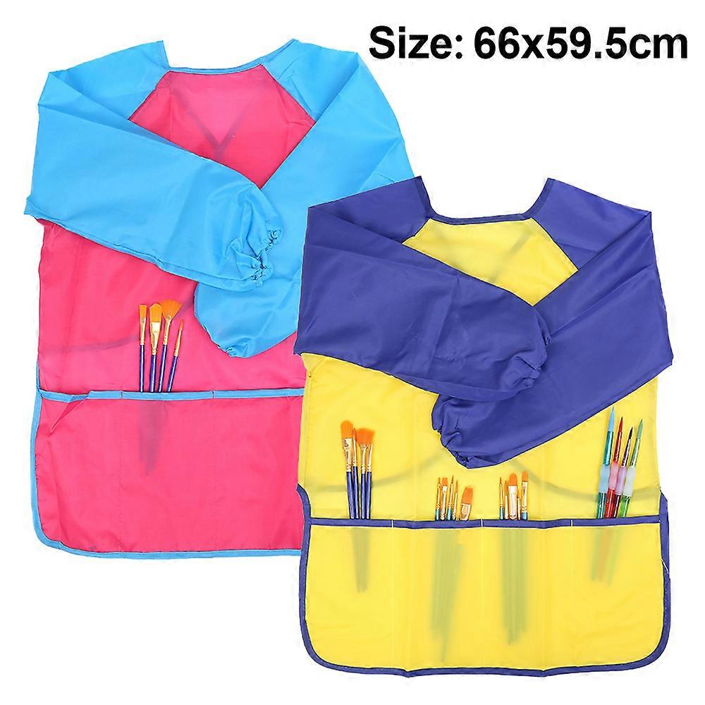 2 Pack παιδικές ποδιές τέχνης Smock Kids Art με αδιάβροχο μακρύ μανίκι 3 ευρύχωρες τσέπες, αδιάβροχες, ελαιοαπωθητικές και απωθητικές φόρμες