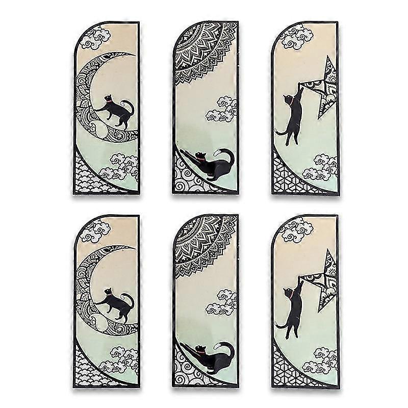 6Pcs Scrapbook Bookmarks Glassy Luster Waterproof Anti-scratch Smooth Surface Multipurpose Book Mark-ZZY