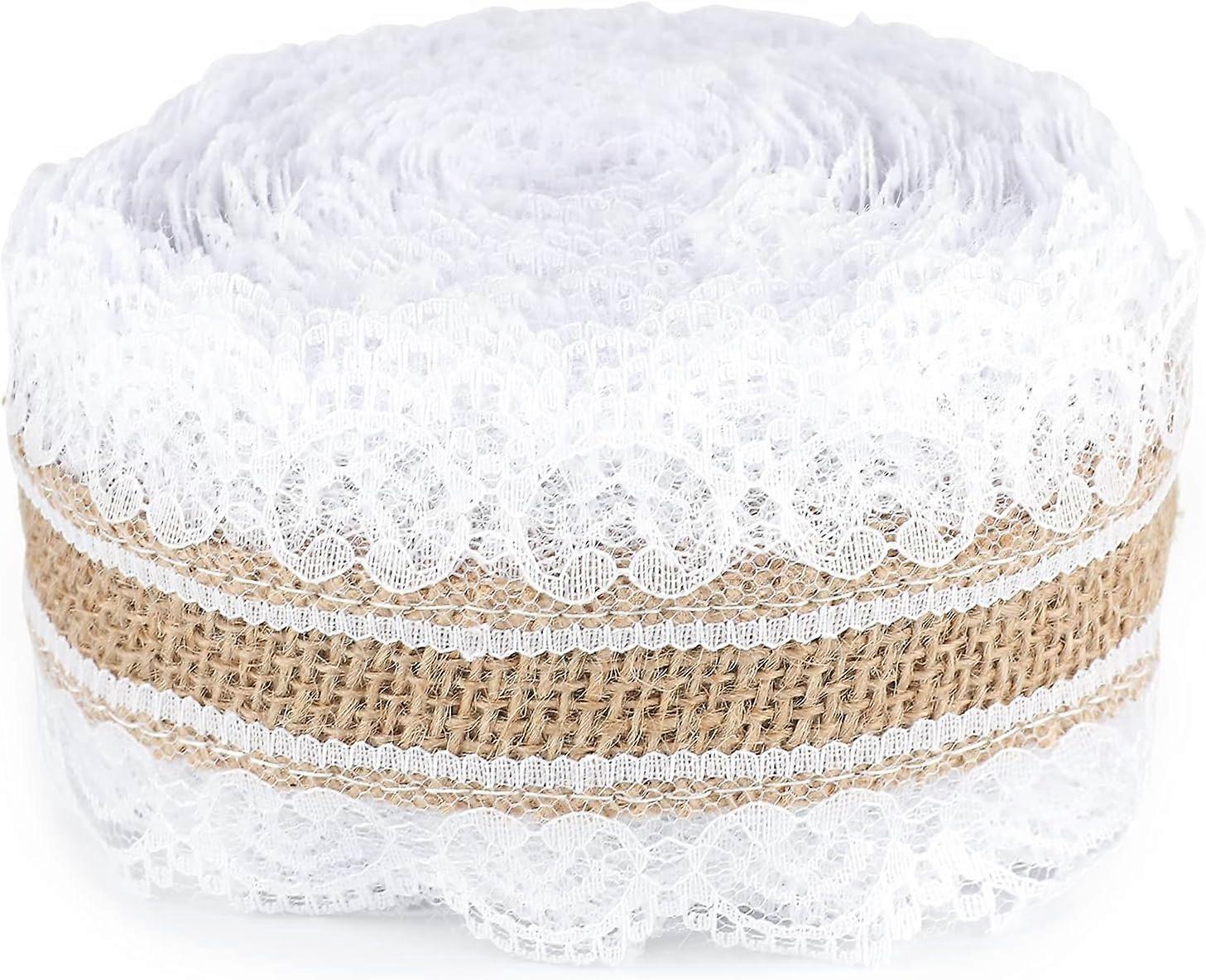 Jute Trim Burlap Ribbon,10M Hessian Ribbon with Lace,Fringe Tape with Lace