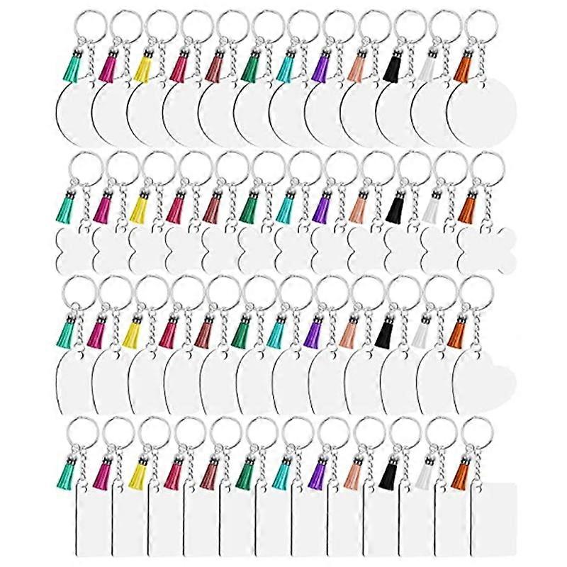 160 Pcs Blank Keychains Set 40 Pcs MDF Keychain Blanks 40 Pcs Leather Tassels