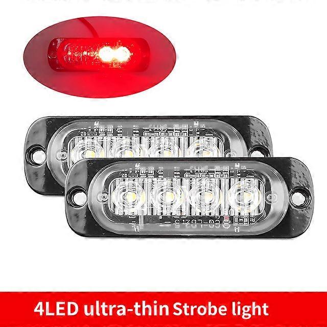1/2xTruck 12V 24V 4smd LED Strobe Warning Light Strobe Grille Flashing Lightbar Car Beacon Lamp Amber Yellow White Traffic Light