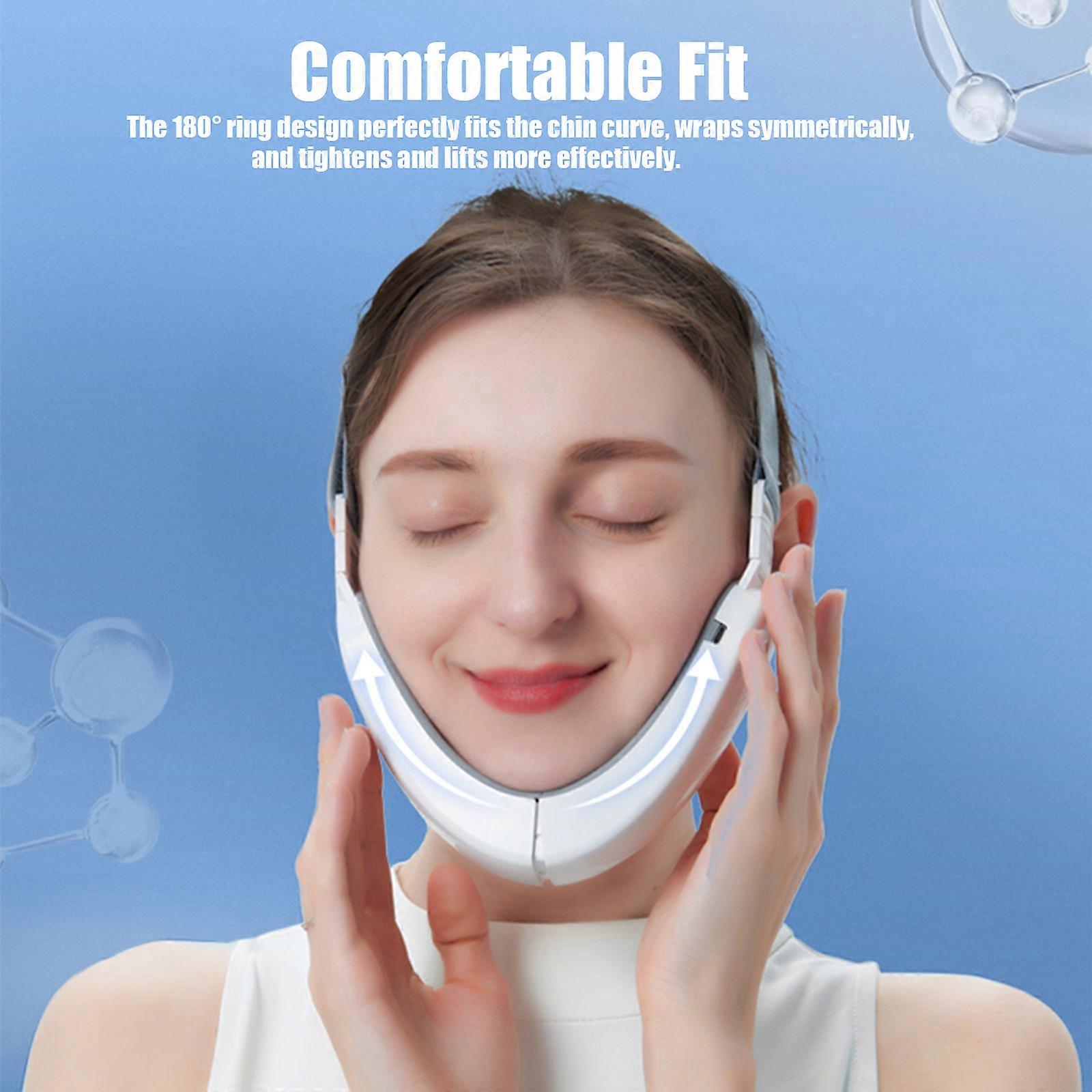 Double Chin Reducer, Electric V-Face Shaping Massager Portable Intelligent Face Lifting Belt with Blue Light