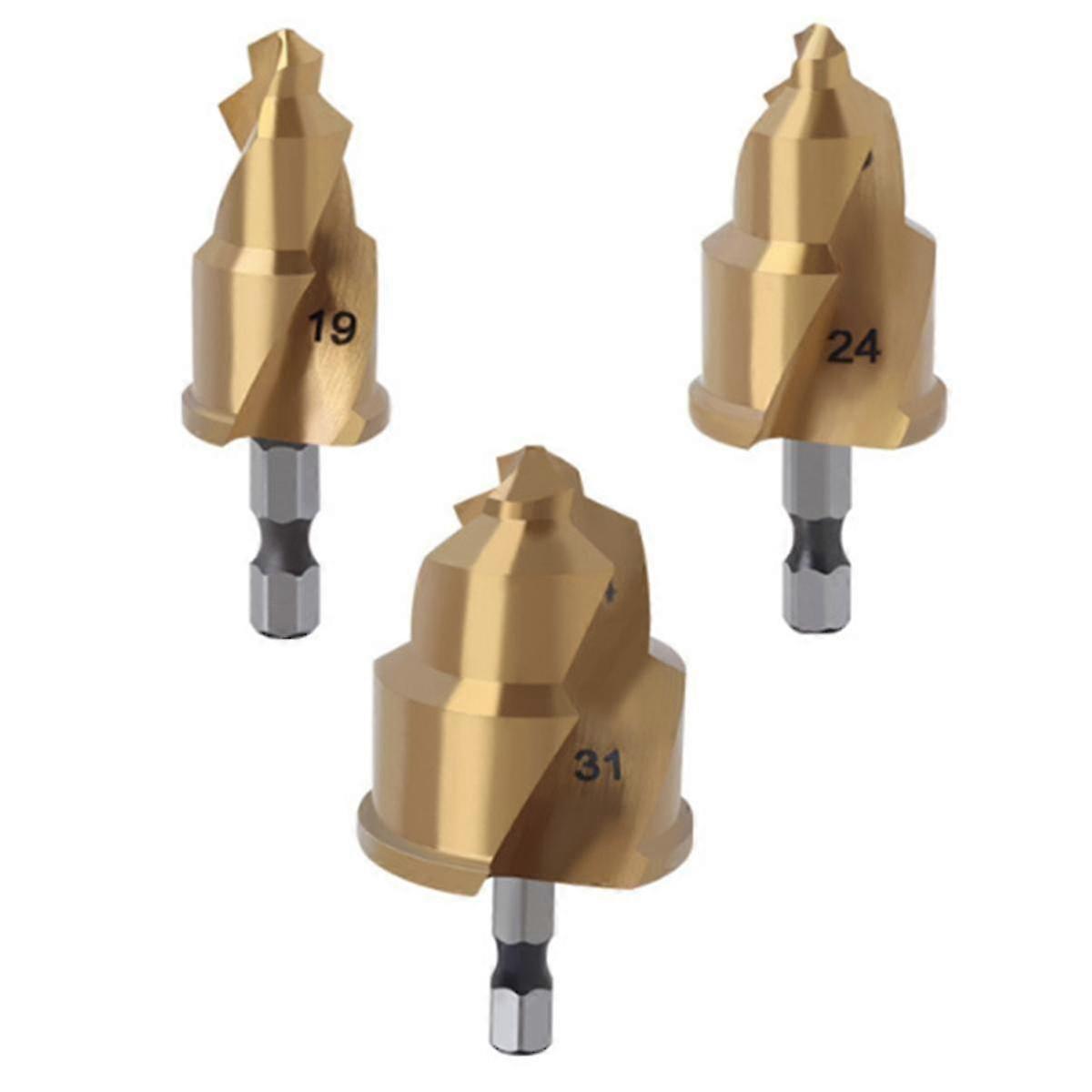 3pcs 20/25/32mm Step Drill Bit with Limit Swivel Groove PPR Lifting Cone Drill Bits for Water Pipe Reaming-Good