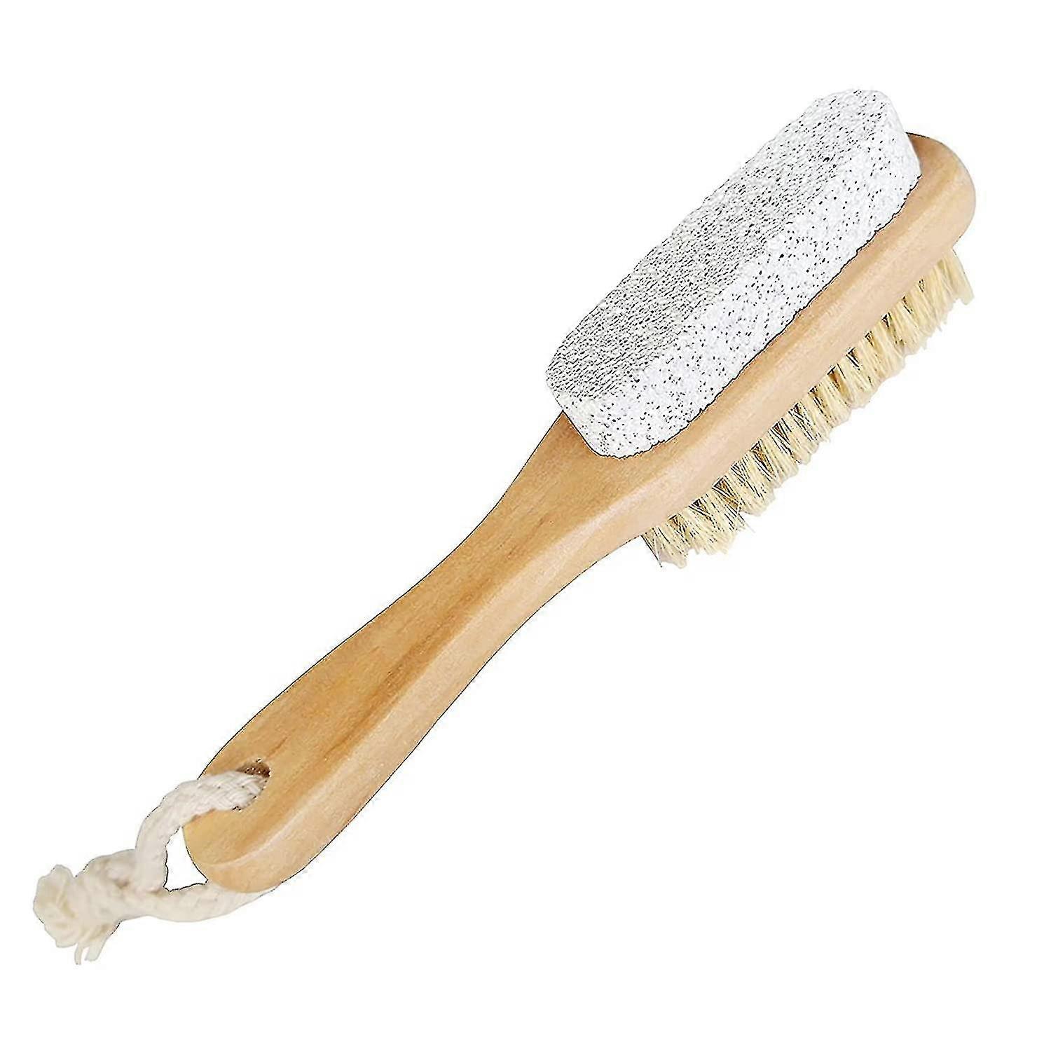 Foot Natural Bristle Brush & Pumice Stone Combo W/rope Wooden Handle - Exfoliator Pedicures Calluses Remover