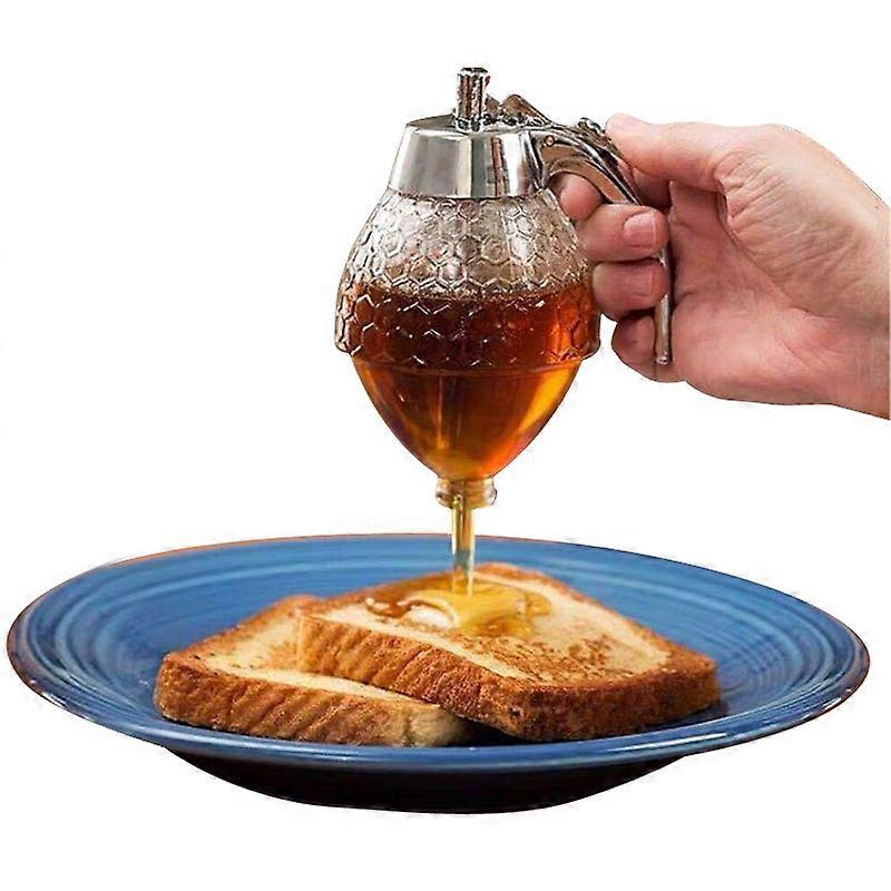 Honey Syrup Dispenser, 200ML Honey Dispenser Container Acrylic Storage Jar No Drip, Moderate Flow, BPA Free
