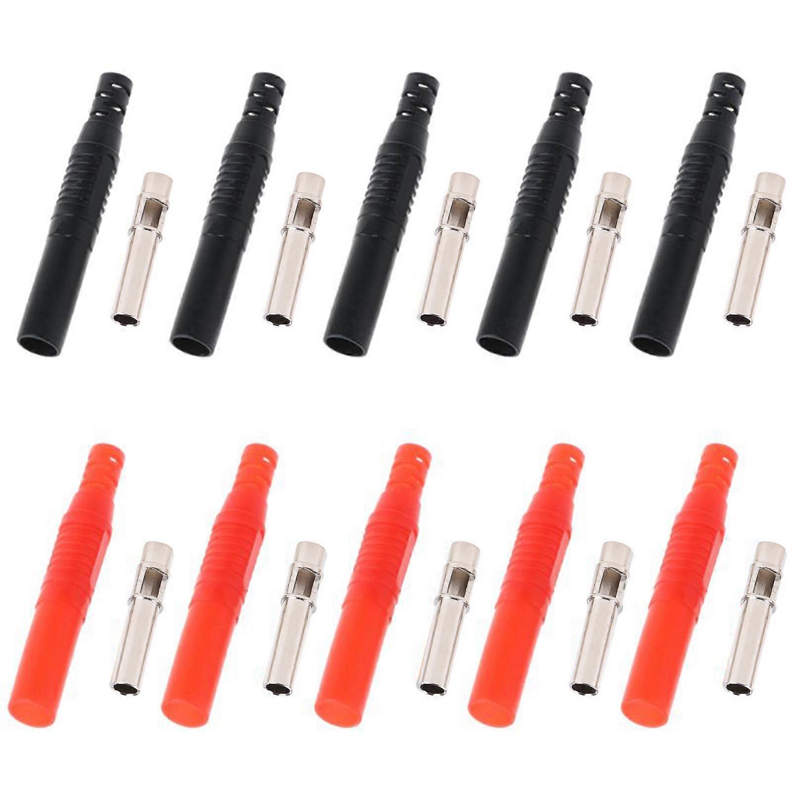 10Pcs Insulated Shrouded Safety 4MM Banana Jack Socket Solder Plug Connector