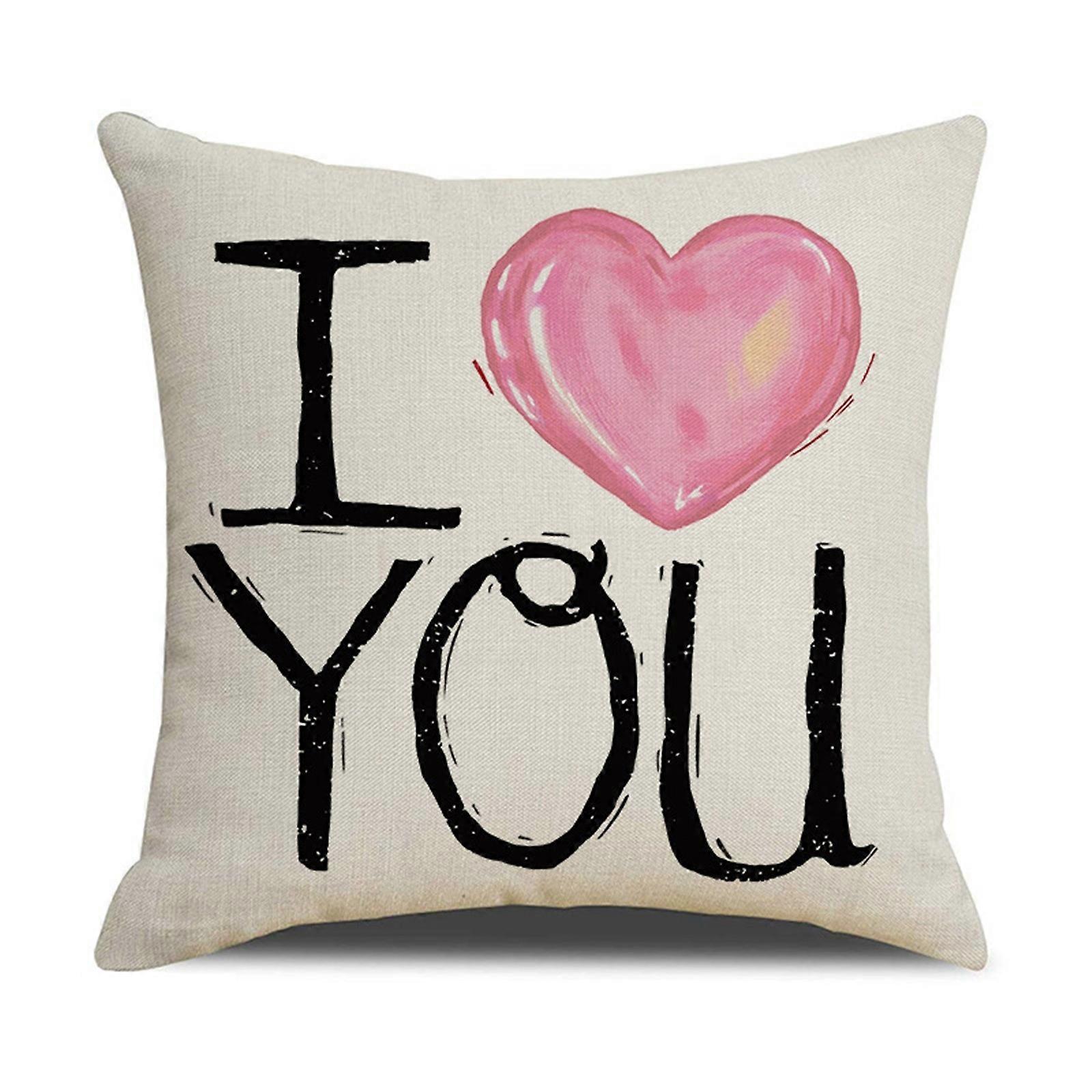 Valentine's Day Pillow Case - Versatile Linen Heart-Shaped Throw Pillow for Couples