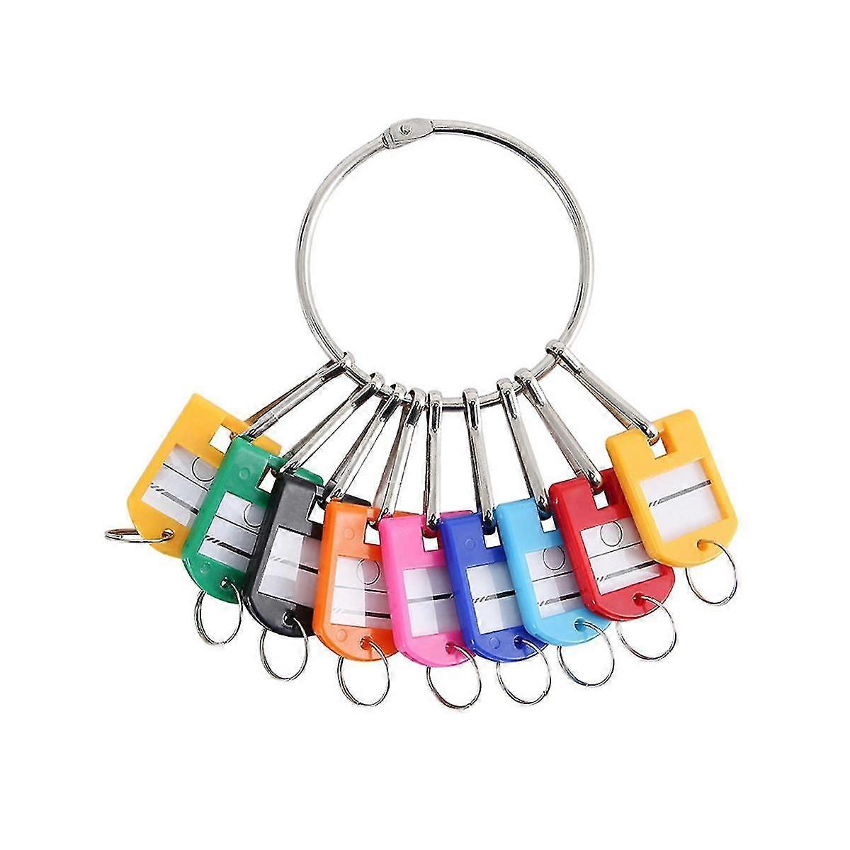Portable Metal Ring Key Organizer with 10 Spring Hooks & Key Tags with Ring and Label Window