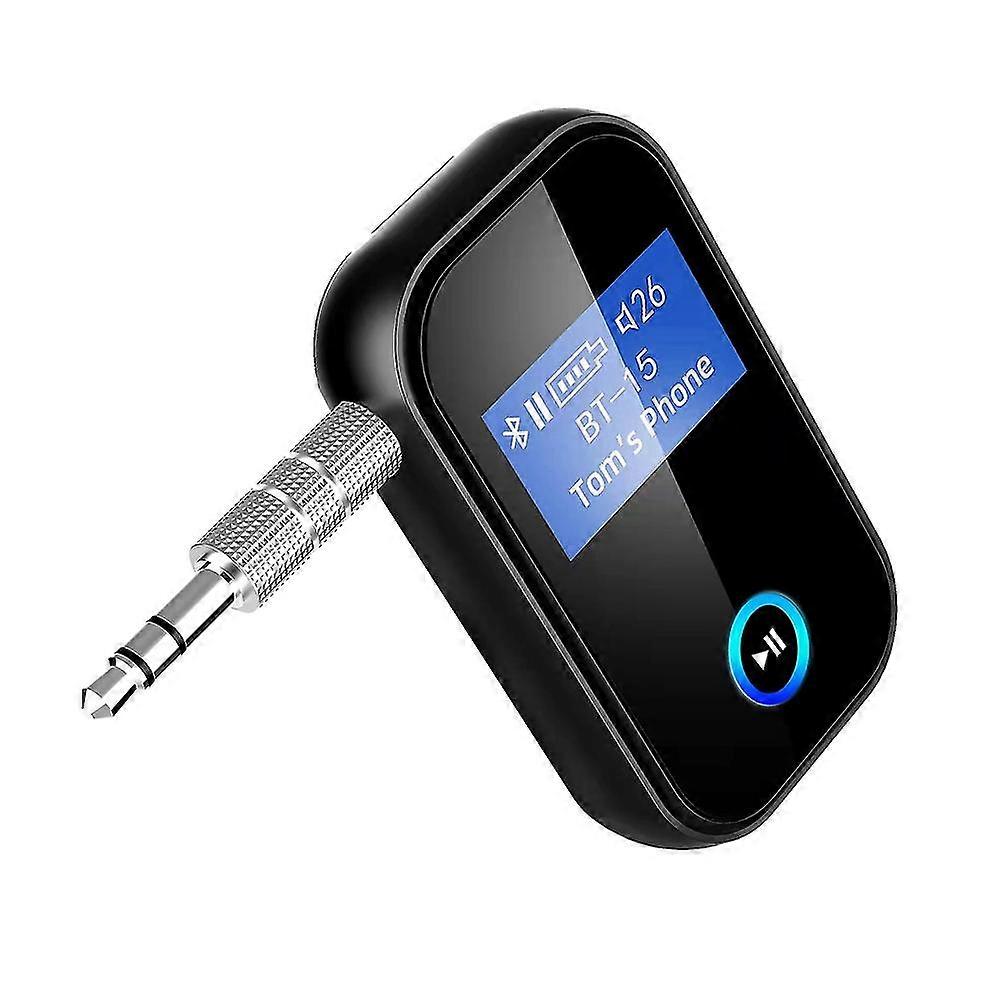 Bt15p Bluetooth 5.0 Receiver Lcd Display 3.5mm Aux Hansfree Call Mic Music Wireless Audio Adapter Compatible Car Kit Speaker