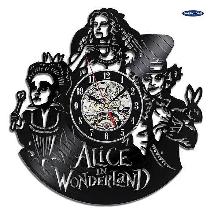 Alice in Wonderland Wall Art Vinyl Record Clock Wall Decor Home Design Decoration 12 Inch (30 Cm)