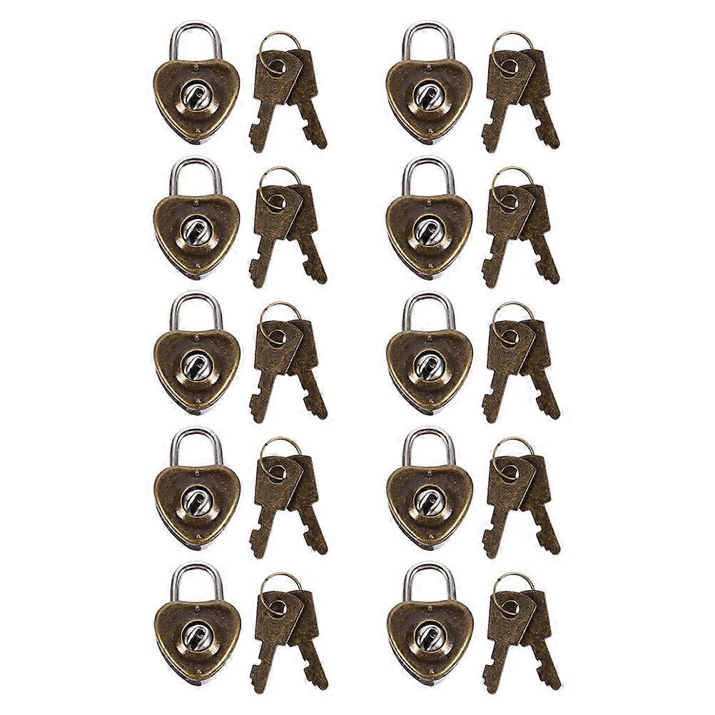 10pcs Practical Heart Shape Padlock Mini Cabinet Lock Drawer Lock for Luggage