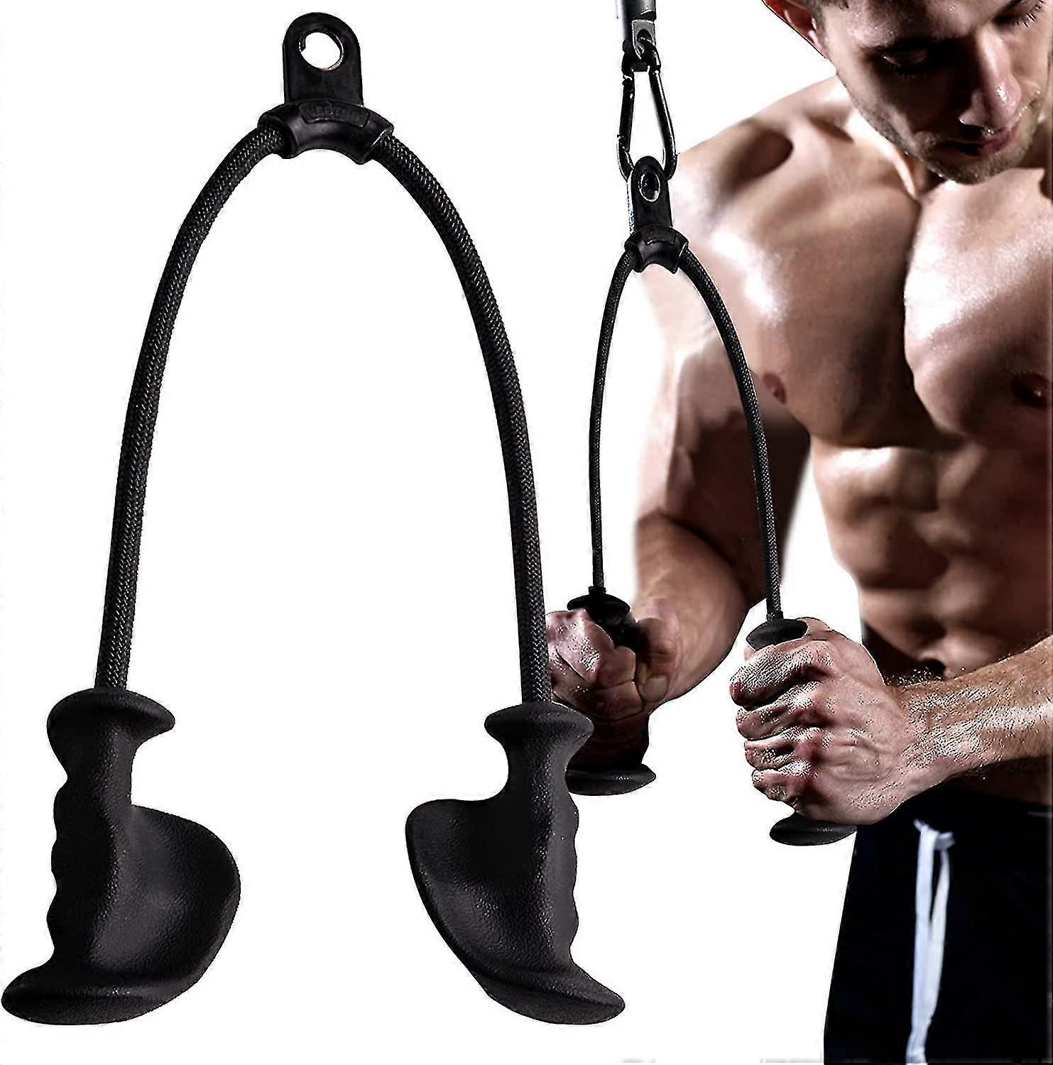 Εργονομικό σχοινί triceps τραβήξει προς τα κάτω με αντι-ολισθηρό φυσικό λαστιχένιο κράτημα για την ενεργοποίηση περισσότερων μυϊκών ινών-γυμναστήριο σχοινί για push downs, Triceps τραβήξει προς τα κάτω