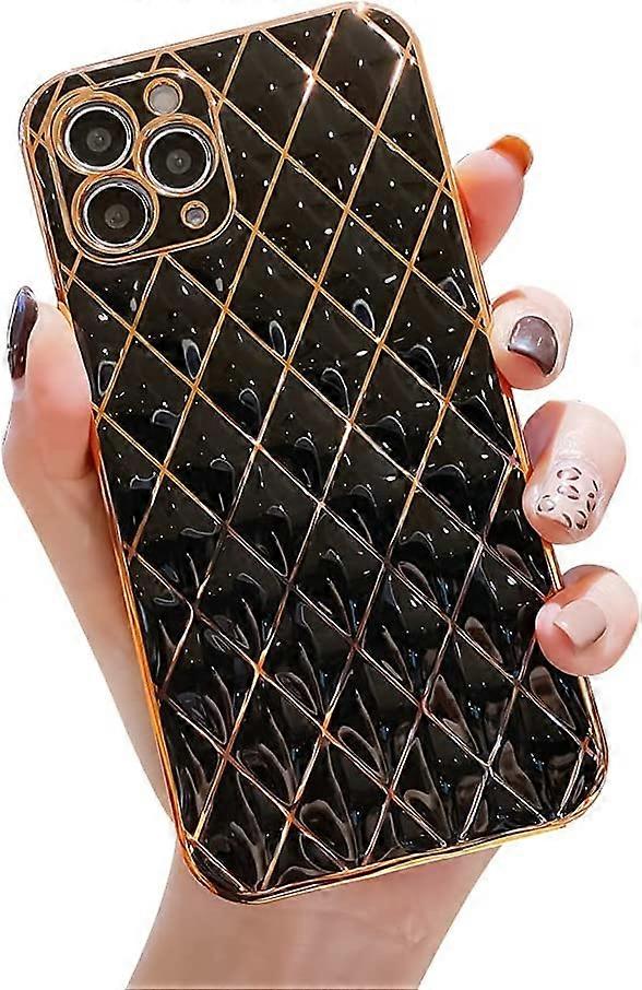 Compatible with iPhone 11 Pro Max Case, Luxury Gold Plating Design Diamond Geometric Pattern for Girls Woman Soft TPU Shockproof Camera Protective Cas