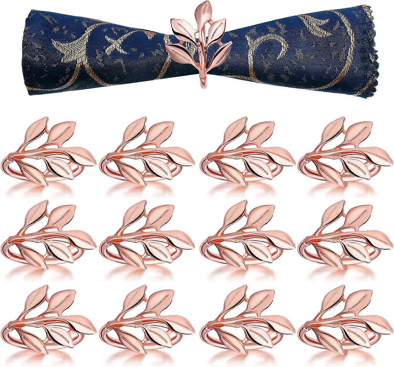 Set of 6 Napkin Rings Thanksgiving Leaf Style Glossy