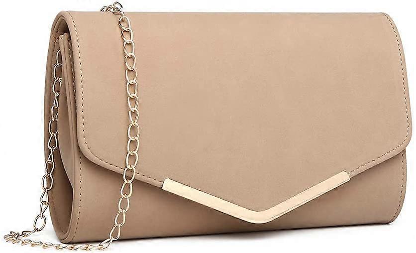 1756 Beige Femmes Embrayages Doux Daim Velours Pu Soirée Soirée Mariage Chaîne Sac Enveloppe Sac À Main Cluth Sacs (Noir)