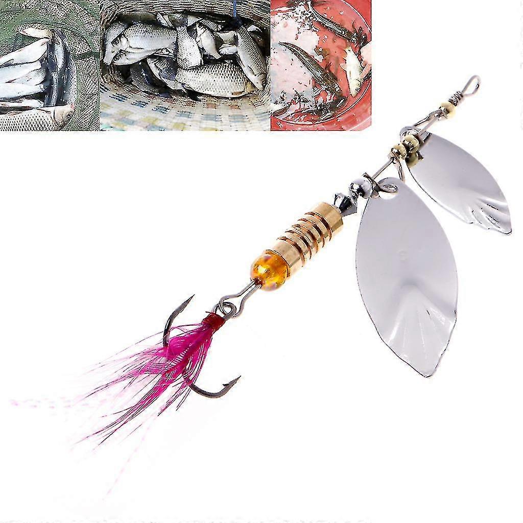 Metal Fishing Lure Sequins Spinner Spoon Baits Feather Fishhook Tackle Accessory