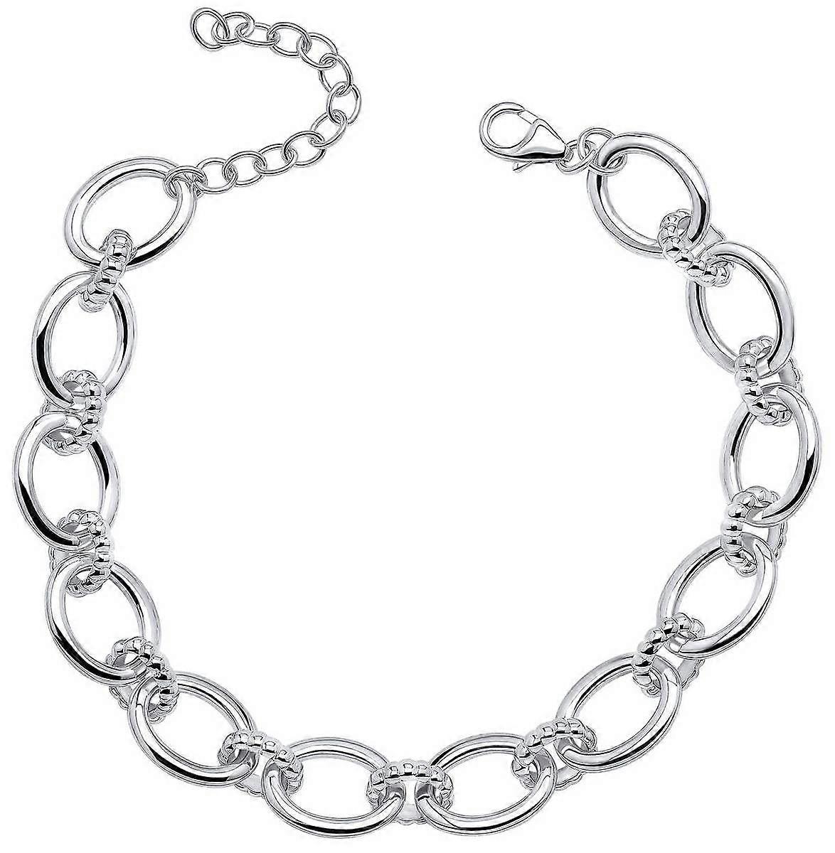 Beginnings Oval Textured Connection Link Bracelet - Silver