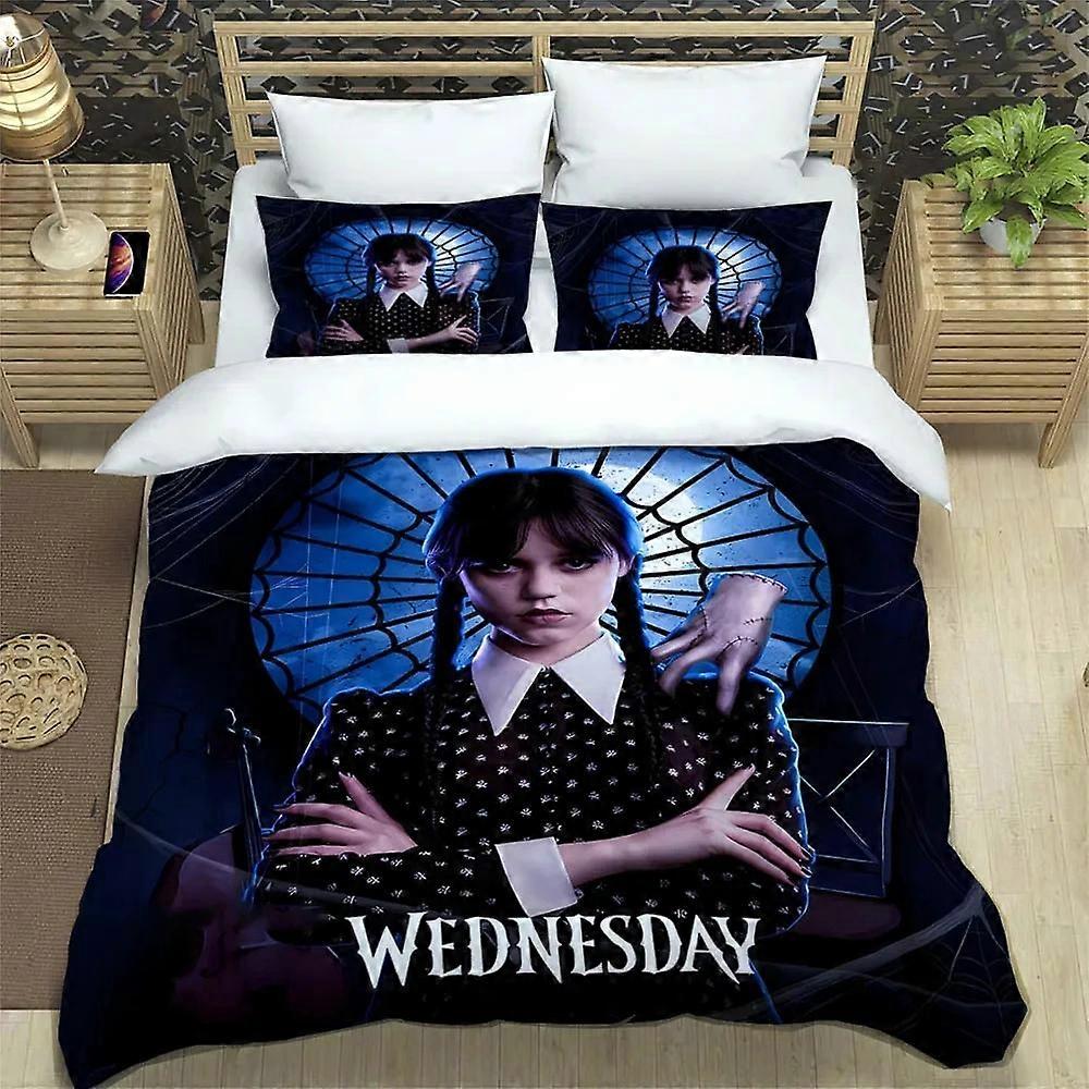 a1291 Lakan Wednesday Addams Sängkläder Set Påslakan Påslakan Örngott Täcke Täcke Pojkar Vuxna sängkläder3-delat sängkläder (1 Täcke C