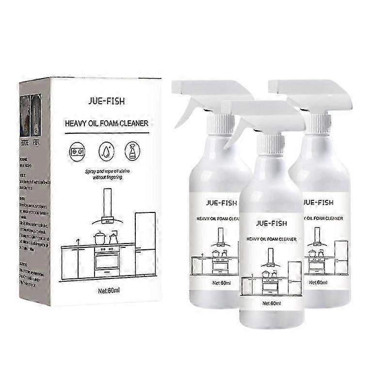 3pcs 60ml Splash Mousse Spray Multi-usage Cuisine Nettoyant Nettoyant Pour Four Break up Dégraissant Mousse Nettoyant à l’huile lourde avec éponge et chiffon